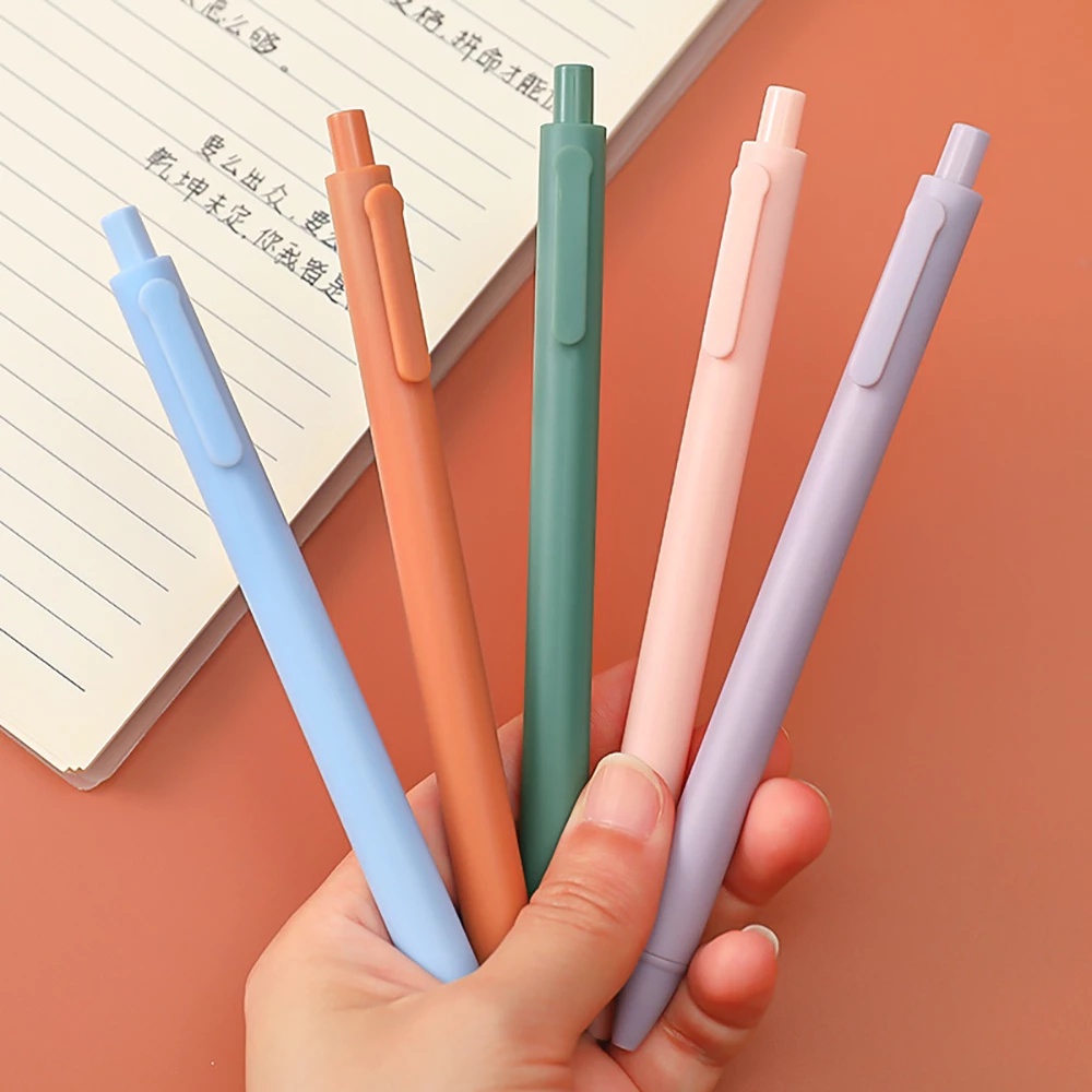 5pcs/Set Gel Pen 0.5mm Matte Black Ink Transparent Plastic Material For School / Office Stationery