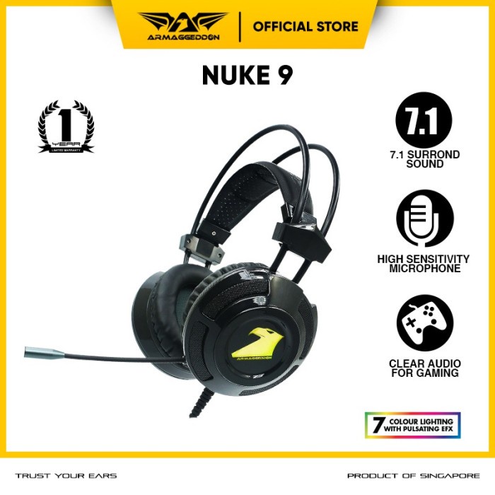 Headphone Headshet Gaming Armaggeddon Nuke 9 (7 colour lighting)