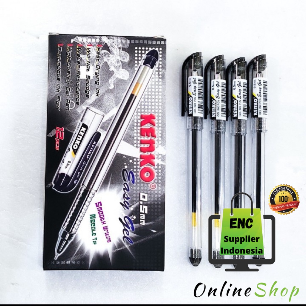 

kenko 6 buah Pen easy gel 0.5mm bolpen 0.5 mm bolpoin gel per 6 pcs - enc.sup
