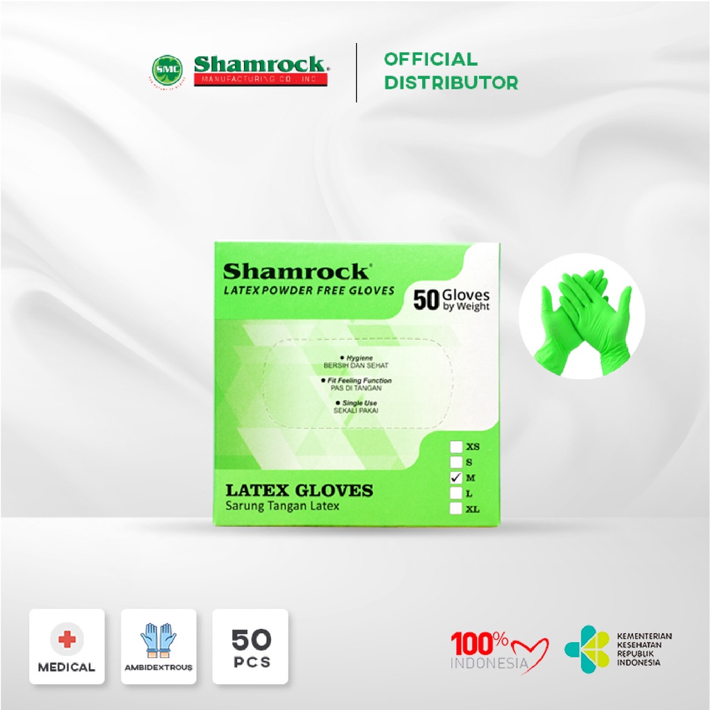 Shamrock Color Latex Gloves - Powder Free