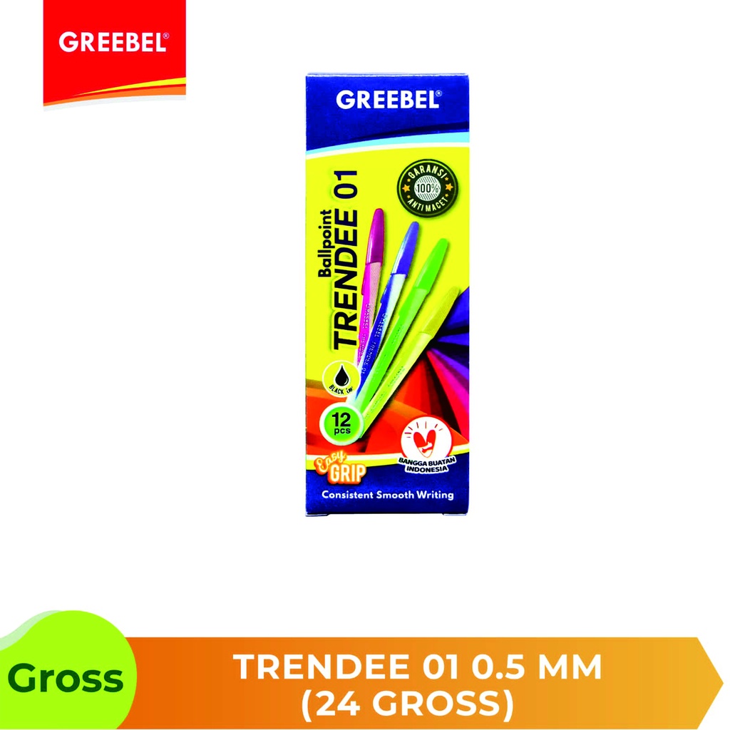 

GREEBEL BALLPEN / PULPEN / PEN TRENDEE 01 BLACK (12 PCS)