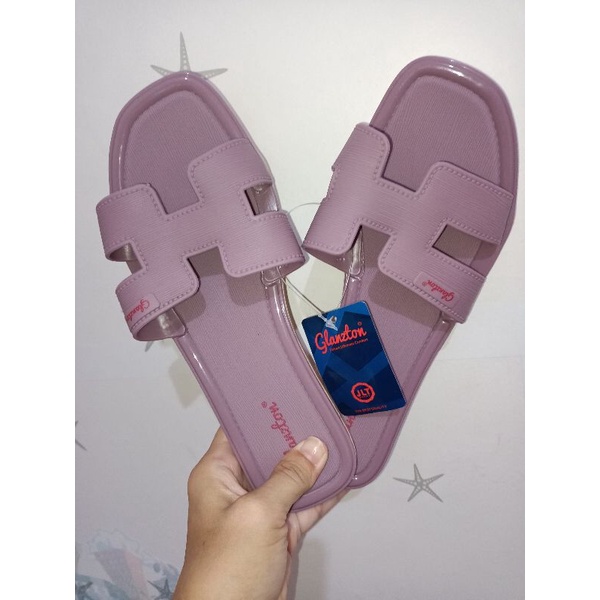 Sandal Jelly selop wanita GLANZTON L1838 Flat-Lavender