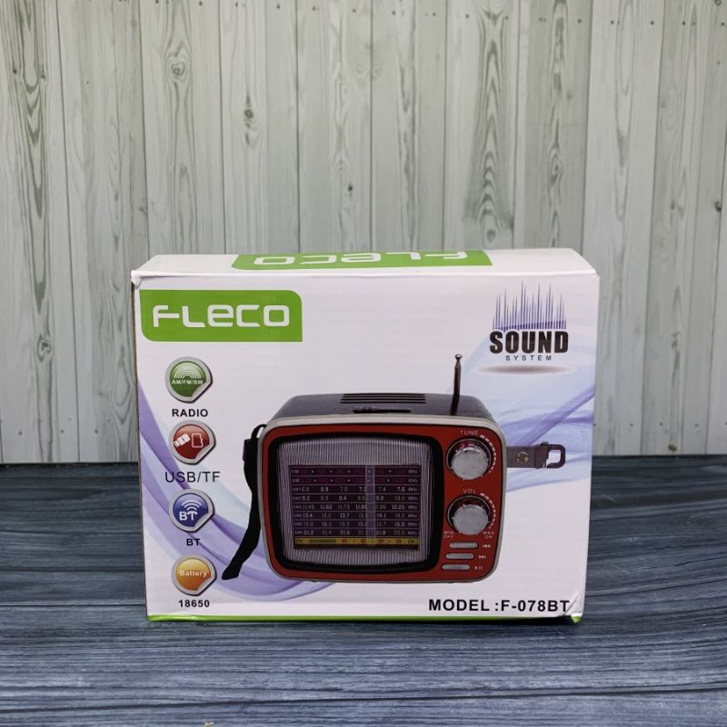 Radio Jadul Bluetooth Fleco F-078BT - Speaker Radio Classic USB Memory MP3 AUX - Radio Termurah