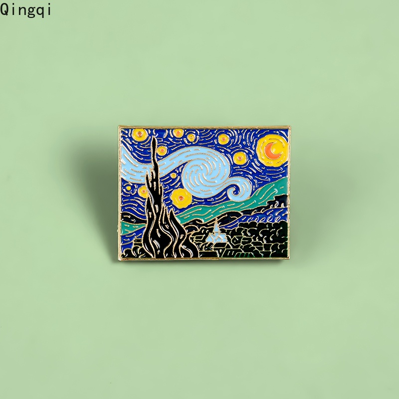 Bros Pin Enamel Desain Lukisan Cat Minyak Van Gogh Untuk Hadiah