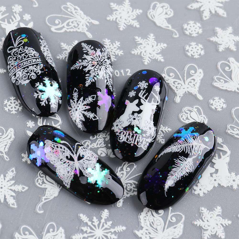 Agustina Christmas Nail Art Winter Glowing Decals Snowflake Pohon Natal Mermaid DIY Dekorasi Kuku