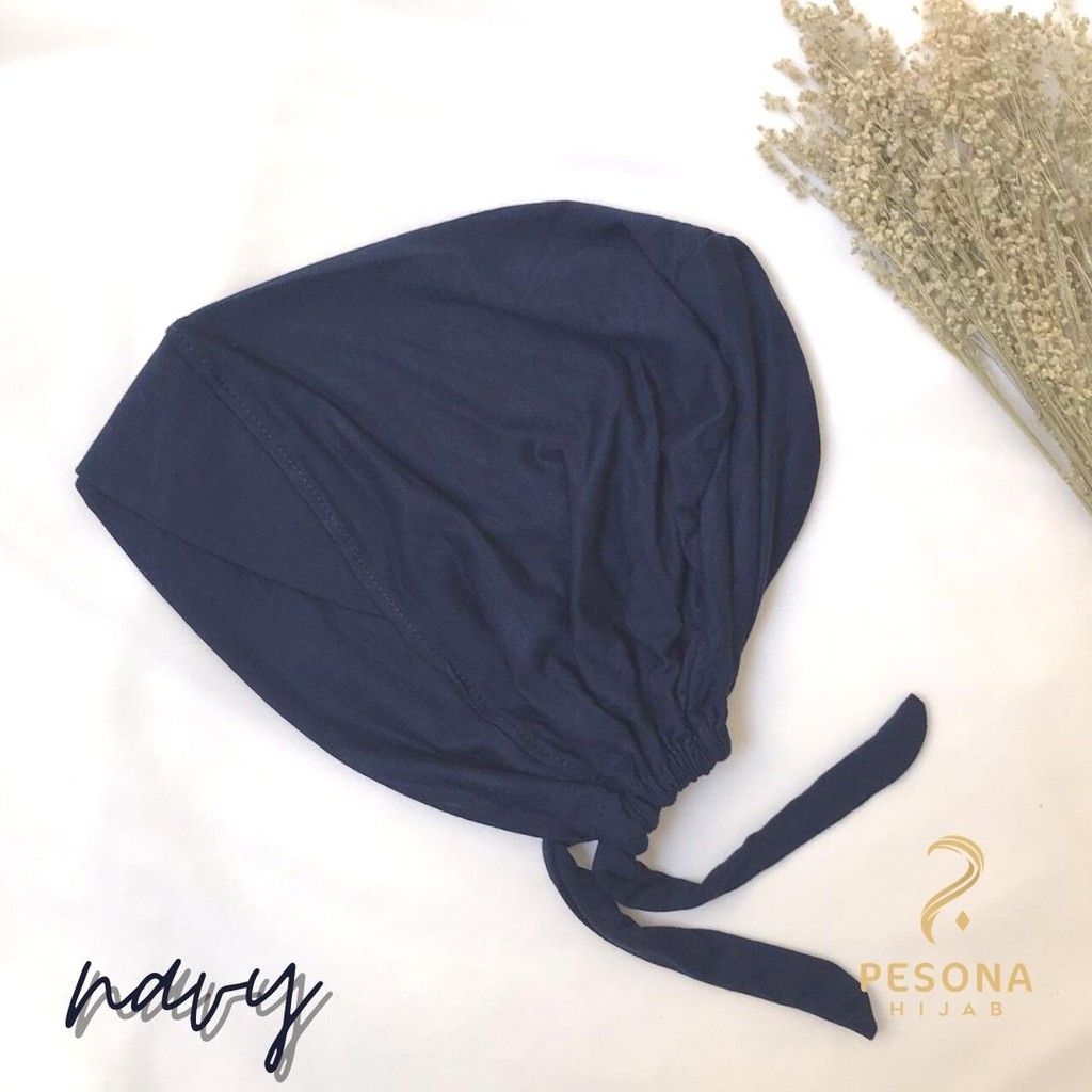 Ciput Turkey Silang/Inner Basic Turki Silang Menutup Kepala/Menyamarkan Wajah Bulat-Navy
