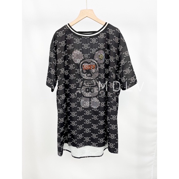 MDLV ~ 5928# Miki Beaded Tee Kaos Oversize Kaos Import Fashion Import