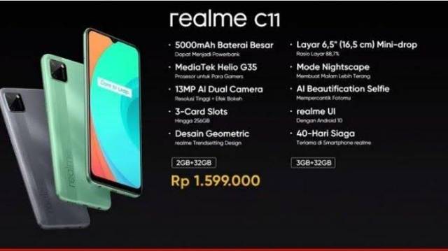 Realme C11 2/32  New Garansi resmi Bonus Tempered Glass + Softcase