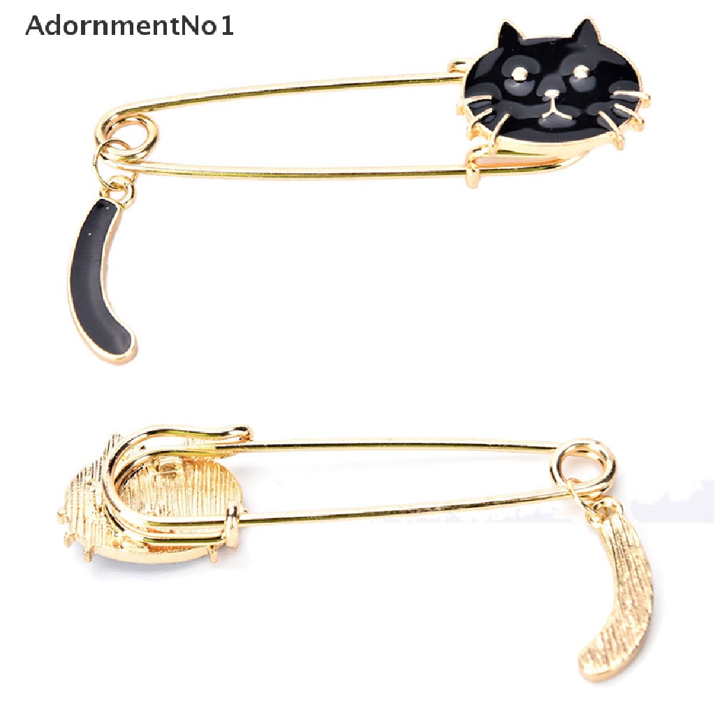 (AdornmentNo1) Bros Pin Bentuk Kucing Hitam Putih Untuk Wanita