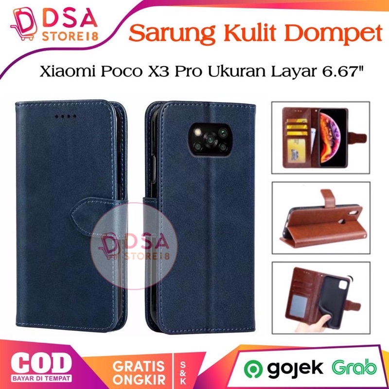 Case Poco X3 Pro Leather Case Flip Cover Wallet Dompet Hp Casing Kulit