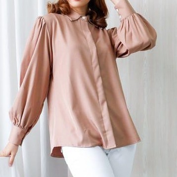 WANITA FASHION CLARISA BUTTON TOP BAJU ATASAN KEMEJA WANITA BLOUSE-milo