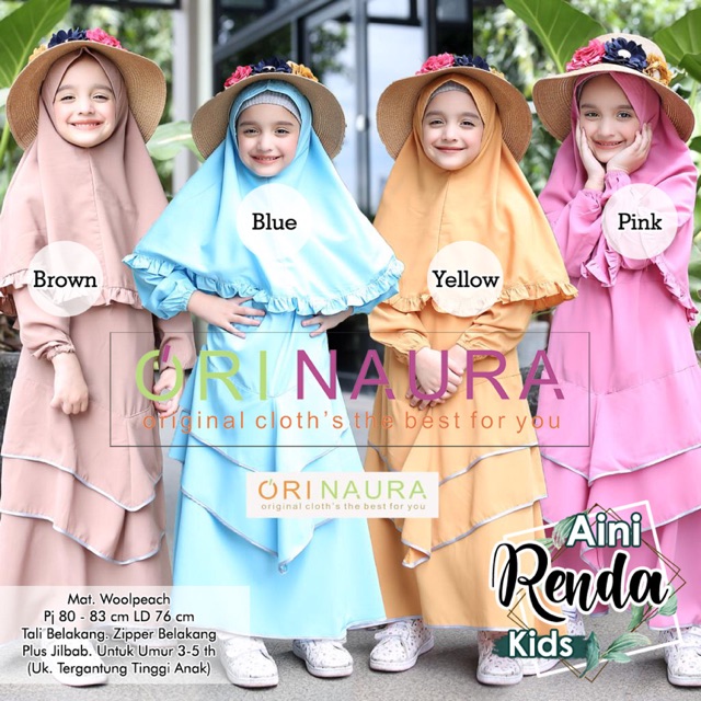 AINI RENDA syari kids gamis dress jilbab setelan muslimah anak perempuan