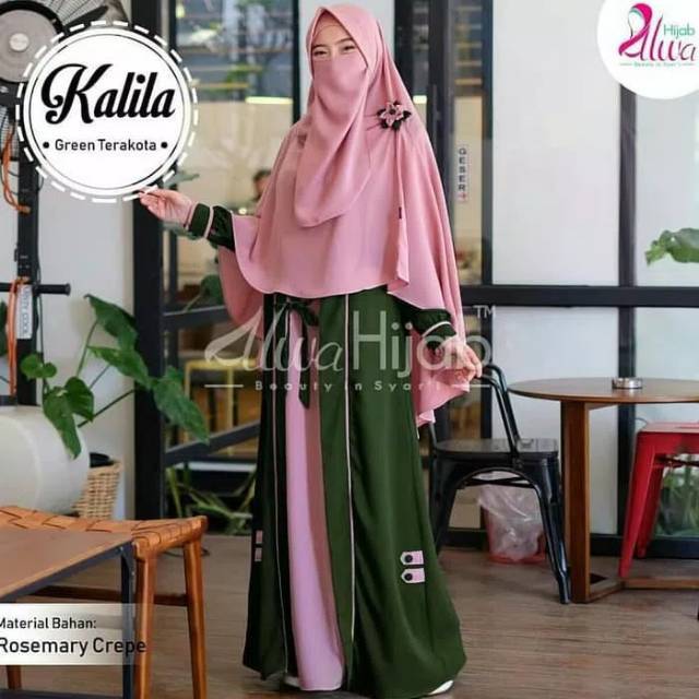 Gamis kalila syari beauty set khimar + cadar lovea aisah jazeera lemon grass ivanka az zahra