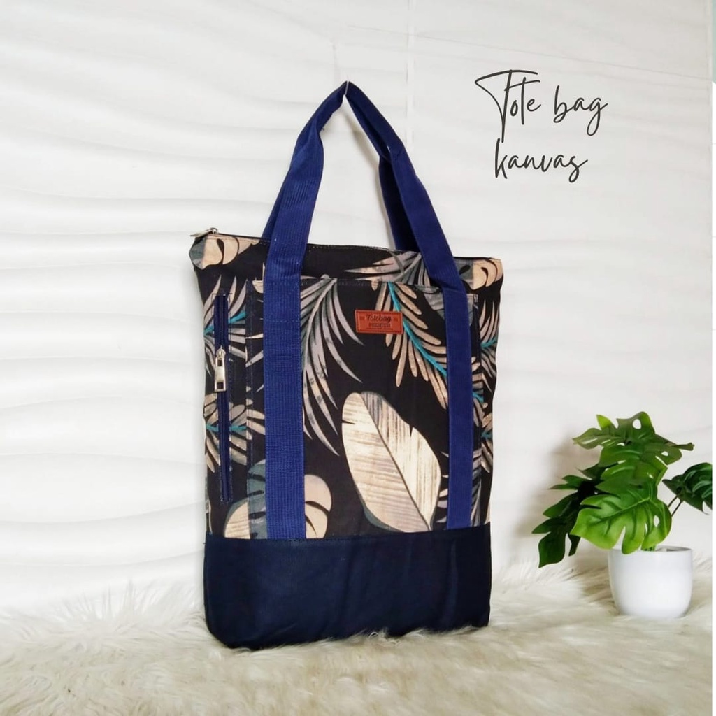 TOTTE BAG  RESLETING WANITA TOTEBAG CANVAS JEANS bisa POLOS DAN CUSTOM SABLON TB 015