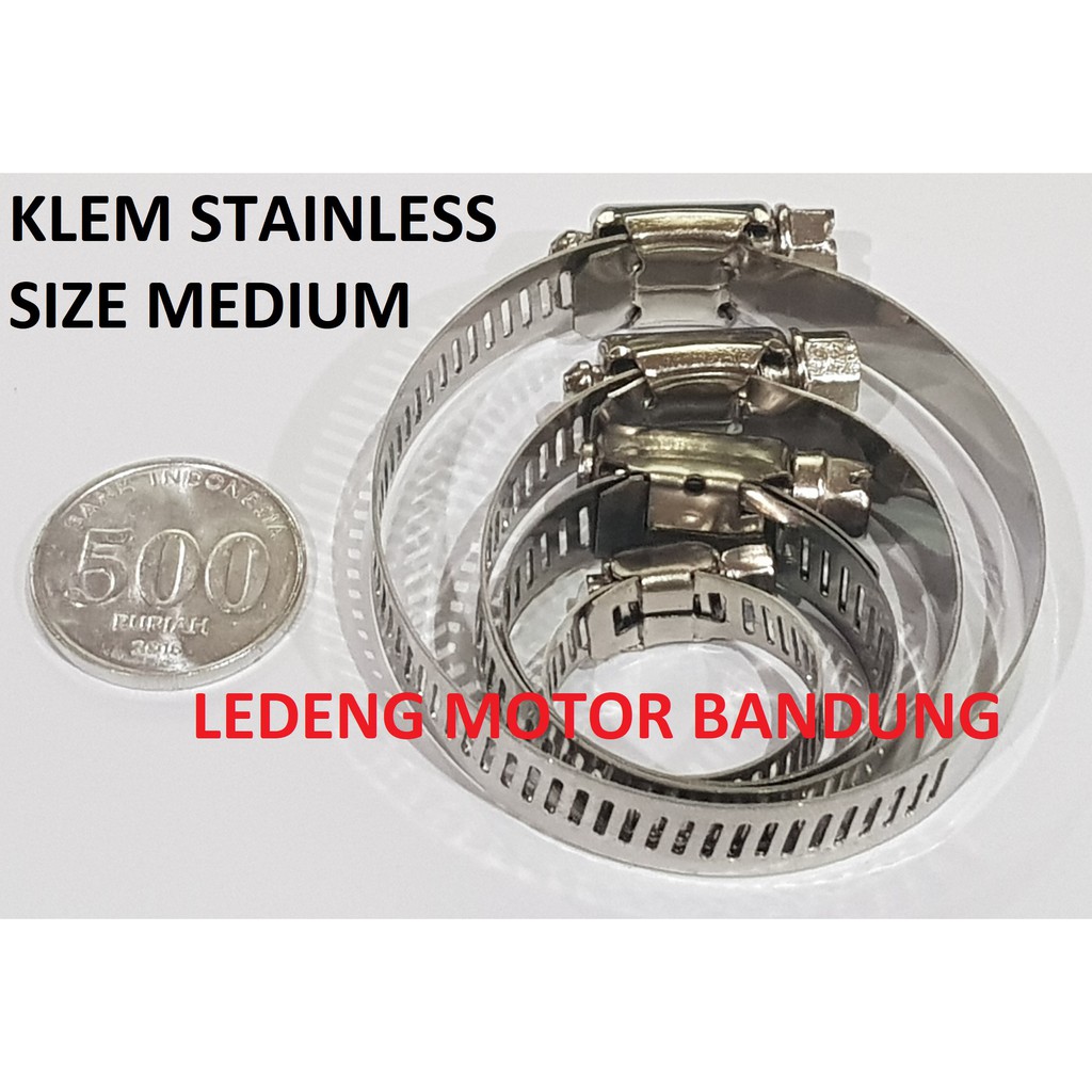 Klem Stainless Medium Size 16-63mm Hose Clamp Kleman Pipa PVC Paralon Leher Knalpot Motor