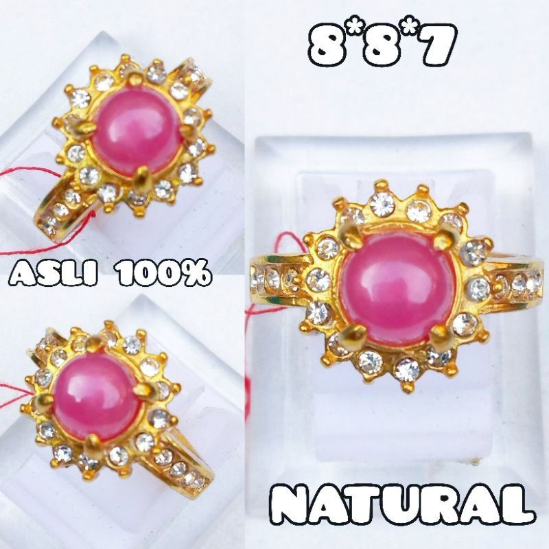 (Ring Perunggu) Cincin Batu Natural Ruby Burma Untuk Wanita