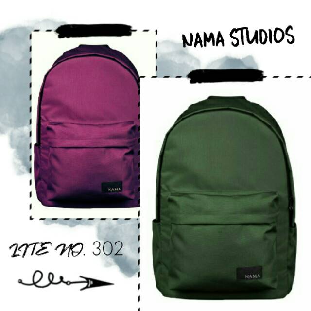 Nama Studios. Lite - No. 302 tas punggung pria/wanita laptop. Warna Black, Army Green dan Burgundy