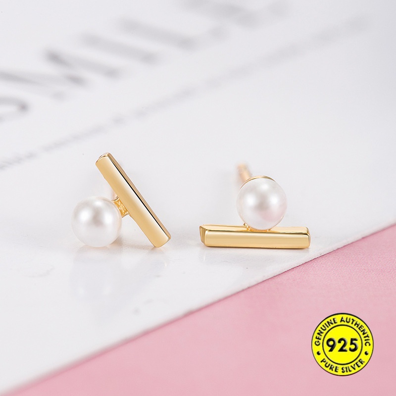 Anting Tusuk Silver S925 Anti Air Hias Mutiara Untuk Wanita