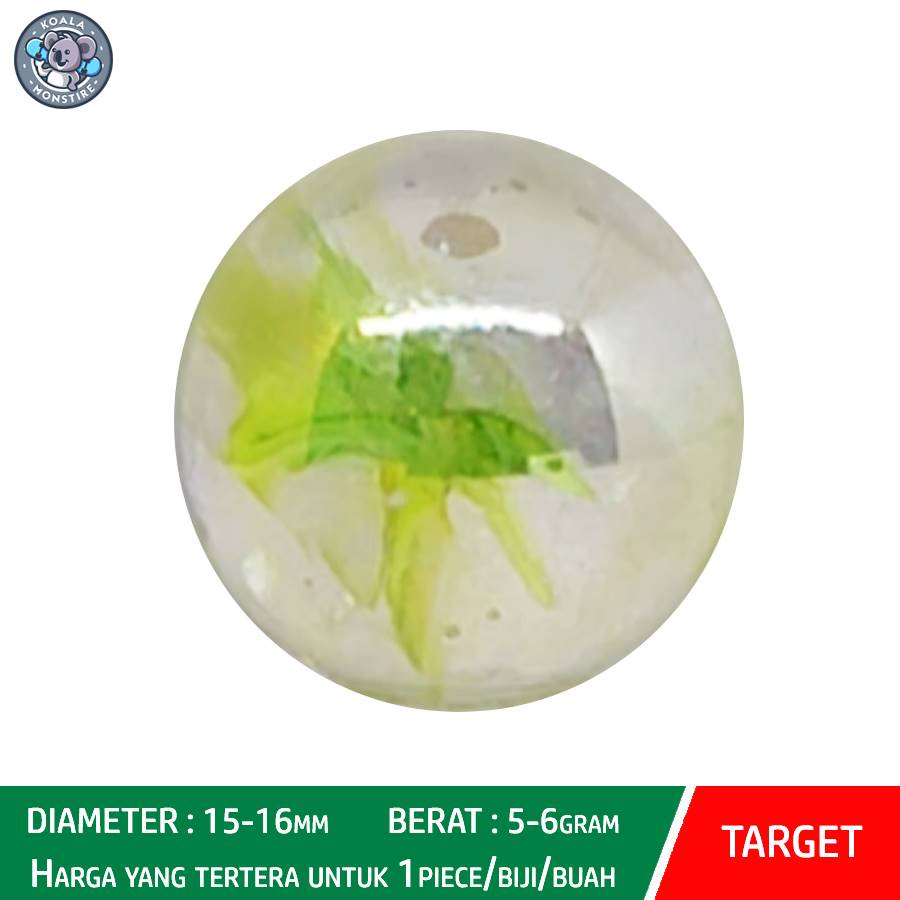 TARGET Kelereng Gundu Green Rainbow Marble Balap Belimbing Hijau