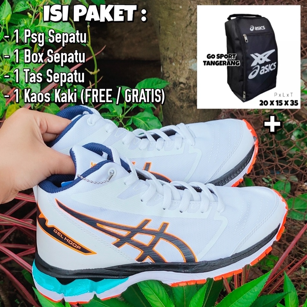 PAKET HEMAT SEPATU VOLI PRIA WANITA - WHITE ORANGE / SEPATU VOLLY MURAH / SEPATU VOLLEY