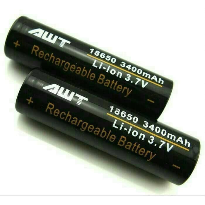Baterai Awt 3400mah Hitam 18650 Black Vapor Batre Battery 3400 Mah