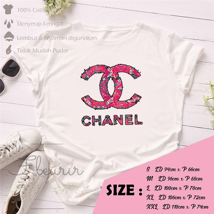 FLEURIR - KAOS CHNL FLOWER WANITA DEWASA LENGAN PENDEK TUMBLR TEE UNISEX