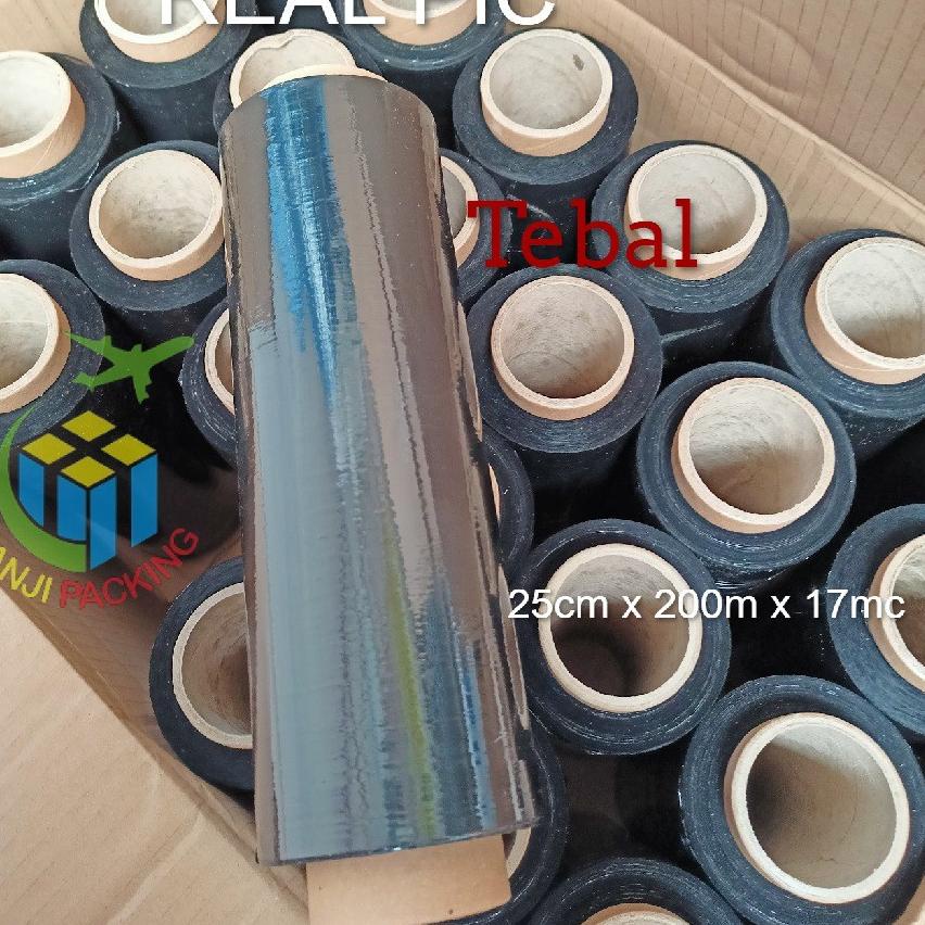 

[KODE SHAE0] Stretch FIlm Hitam 25cm x 200m Plastik Wrapping Tebal Plastic wrap Bungkus koper Bandara Black