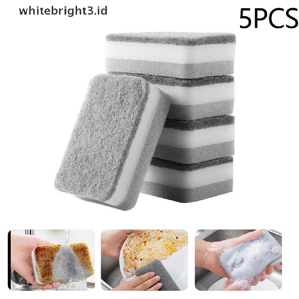 (whitebright3.id) 5pcs Spons Pembersih Piring / Mangkok Ajaib