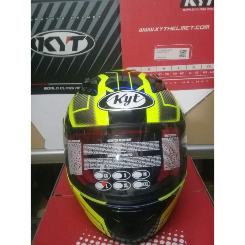 HELM KYT FUL#18 WARNA KUNING/HITAM##VISOR CLEAR