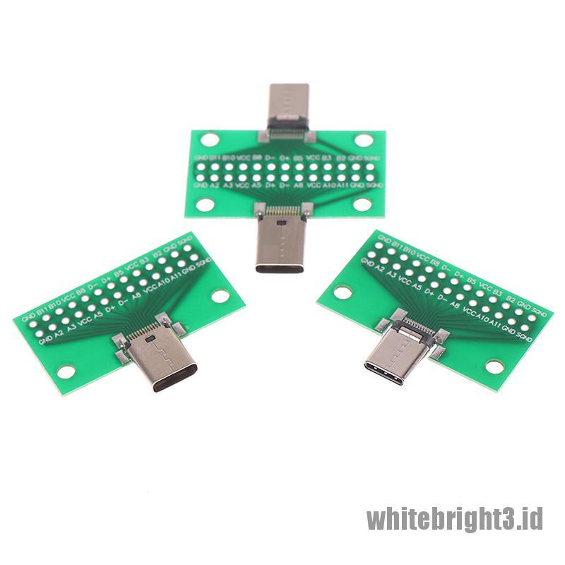&lt; White3 &gt; Adapter Konektor PCB Board 24 + 2P USB 3.1 Tipe-C Male Female 2.54mm