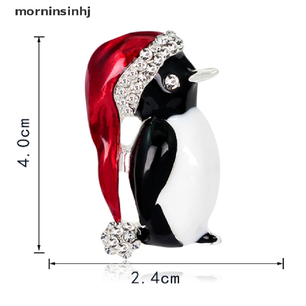 Mornin 1pc Bros Pin Bentuk Penguin Natal Aksen Berlian Imitasi Untuk Wanita