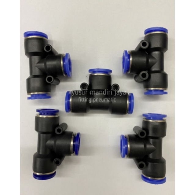 fiting pneumatic-sambungan selang T 8mm