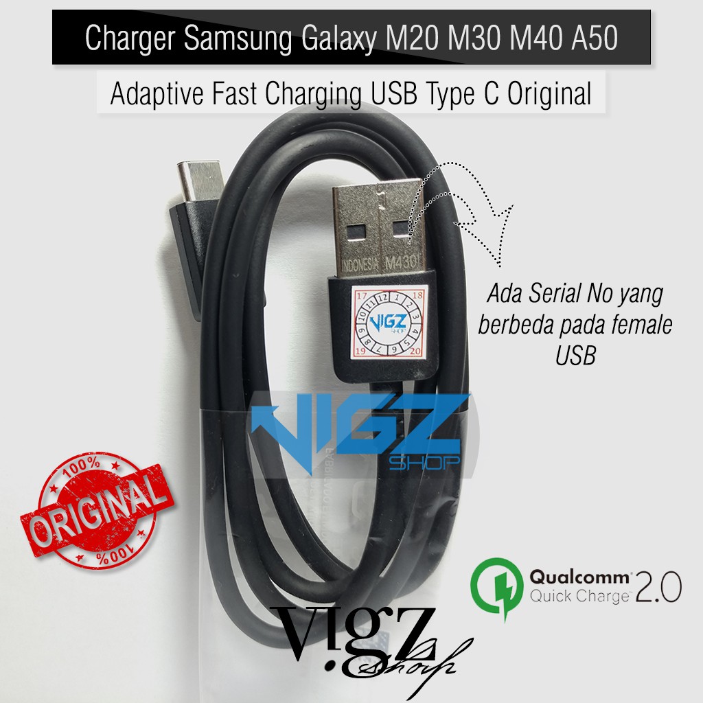 Charger Samsung Galaxy A11 M20 M30 M40 A50 A20 A20s Adaptive Fast Charging USB Type C Original 100%