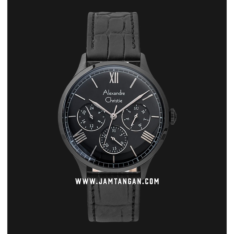 Alexandre Christie AC 6568 MF LIPBA Men Black Dial Black Leather Strap