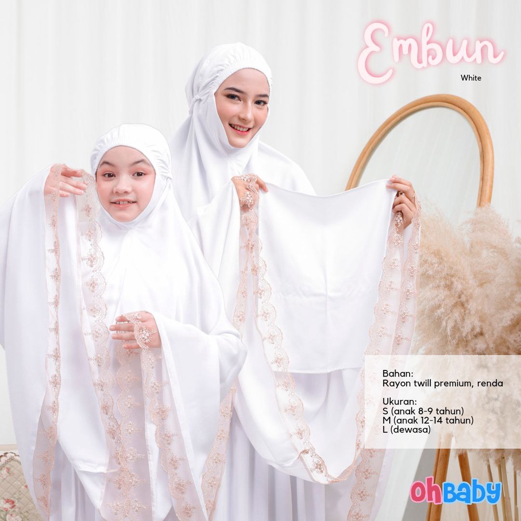 Mukena Couple Anak & Ibu Oh Baby Embun White