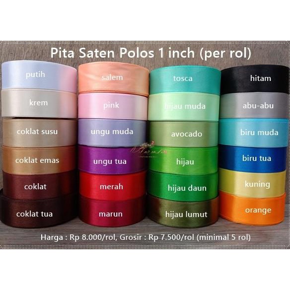 

Psp-805 : Pita Saten Polos 1 Inch (Per Rol)