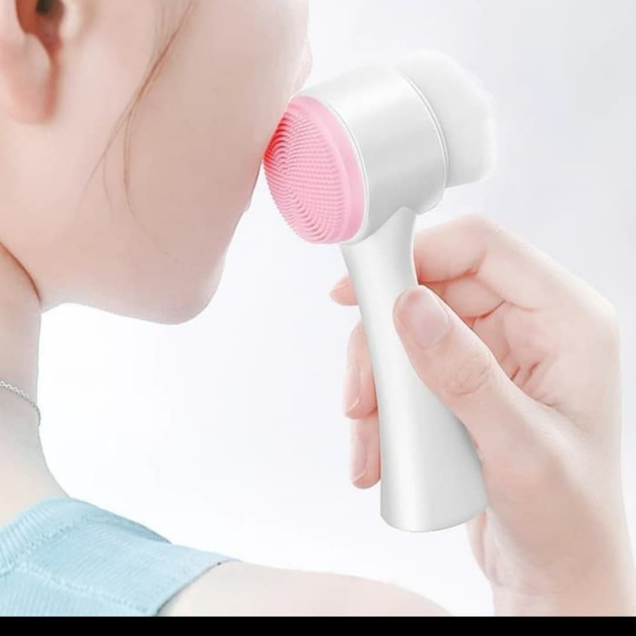 Pembersih Wajah Silikon Alat Cuci Muka Sikat 2in1 Facial Brush 2 sisi