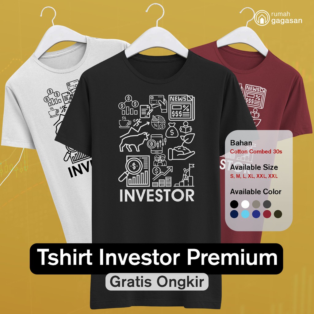 Kaos Investor Bahan Premium  / Kaos Trader / Kaos Saham / Tshirt Investor / Kaos Pengusaha / Tshirt 