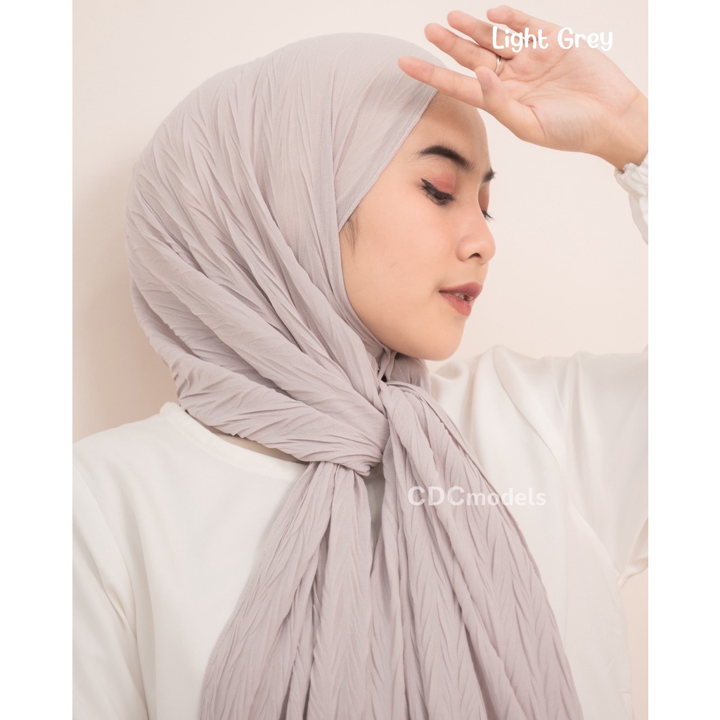 Oryza Pashmina Padi ' - KRUDUNG PASMINA - KERUDUNG MUSLIM - PASMINA TERLARIS - PASMINA PADI-Light Grey