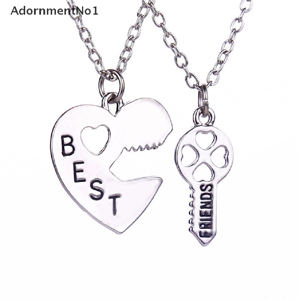 (AdornmentNo1) Kalung Rantai Dengan Liontin Hati + Kunci + Tulisan Best Friends Untuk Wanita