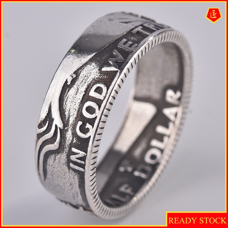 [Ready Stock]Classic Retro Carved S925 Morgan Coin Ring