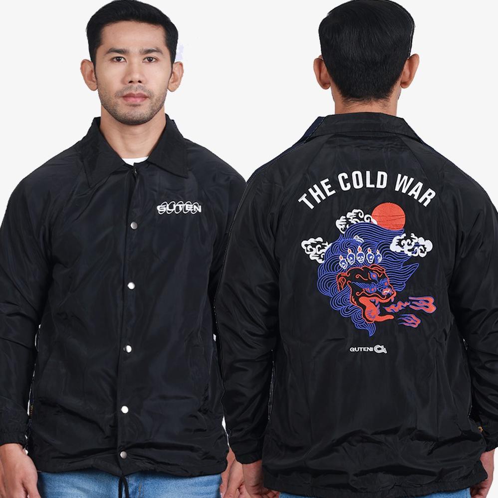 Cold War Coach Black Jacket - Jaket Pria Hitam Guteninc (KODE 4230)