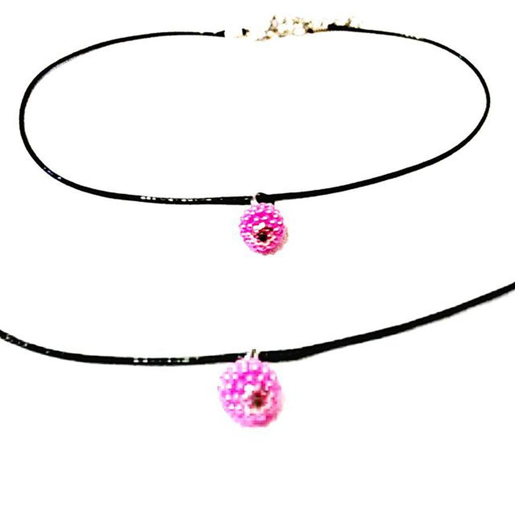 Baby Choker Necklace Hot Pink Berry | Kalung Handmade