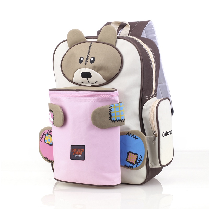 Tas Anak Perempuan Ransel Gendong Anak Sekolah Gambar Beruang CJ3 Cream Teddy Bear