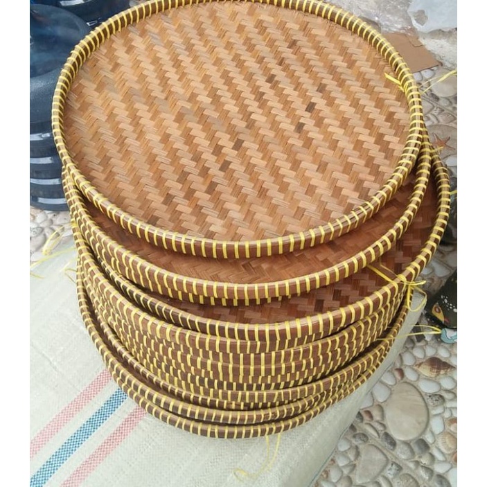 Tampah Bambu Tali Kuning Ukuran Kecil Sedang dan Jumbo