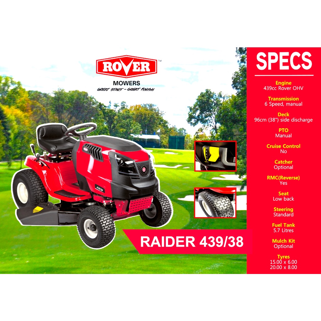 Mesin Potong Rumput Mobil ROVER RAIDER 439/38 - Potong Rumput Ride On Mobil ROVER