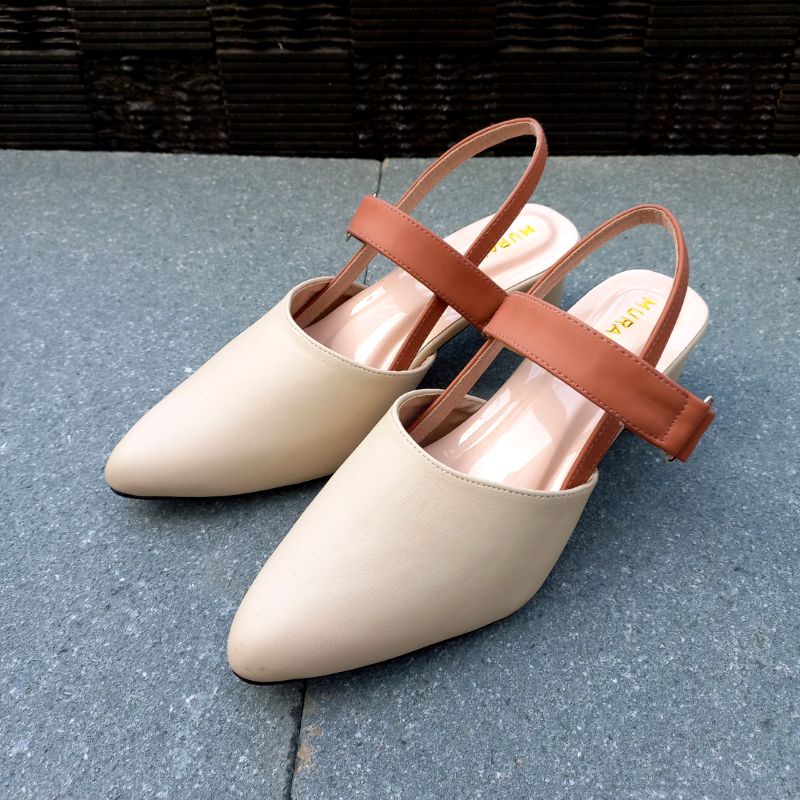 Murano Alina Cream Tali Coklat Sepatu Super Big Size Jumbo  41-46