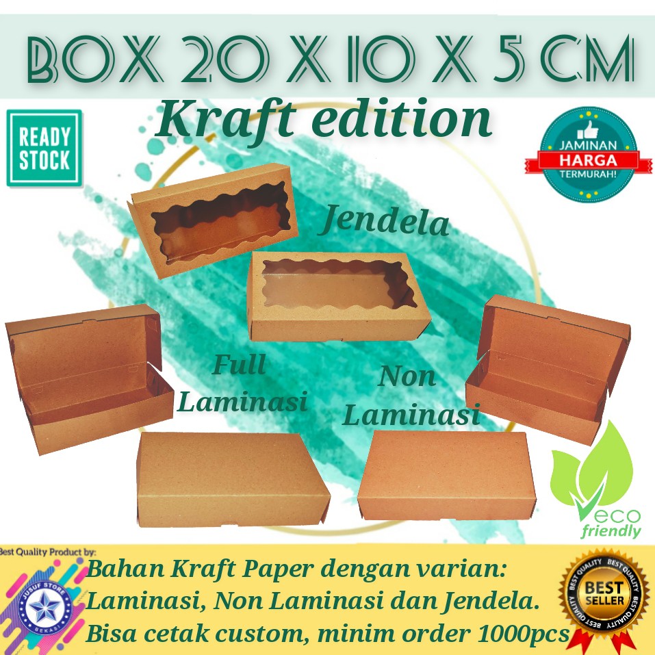 

20x10x5 Dus Kotak Bolen Box Brownies Spikoe Dus Nugget Donat Cake Kraft Coklat Window Jendela