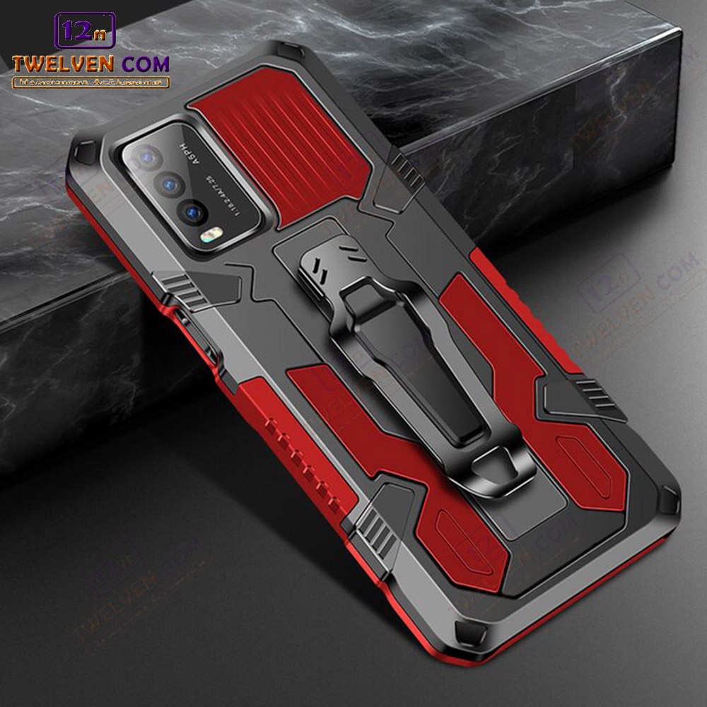 Case Shockproof Vivo Y20 Armor Hardcase Stand Clip