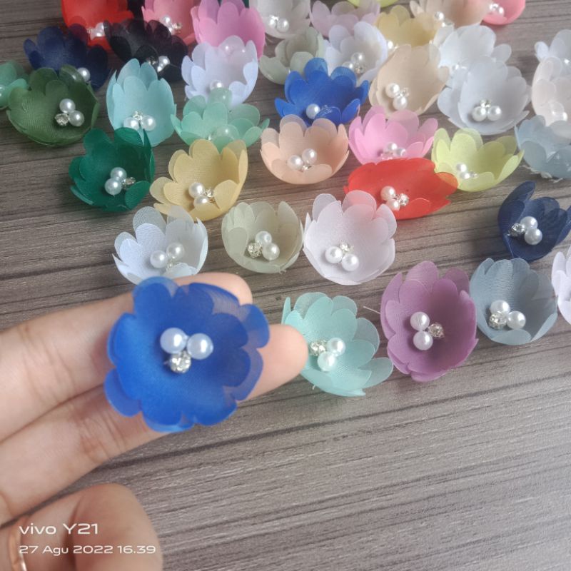 bunga organza mangkok/bunga organza 3d